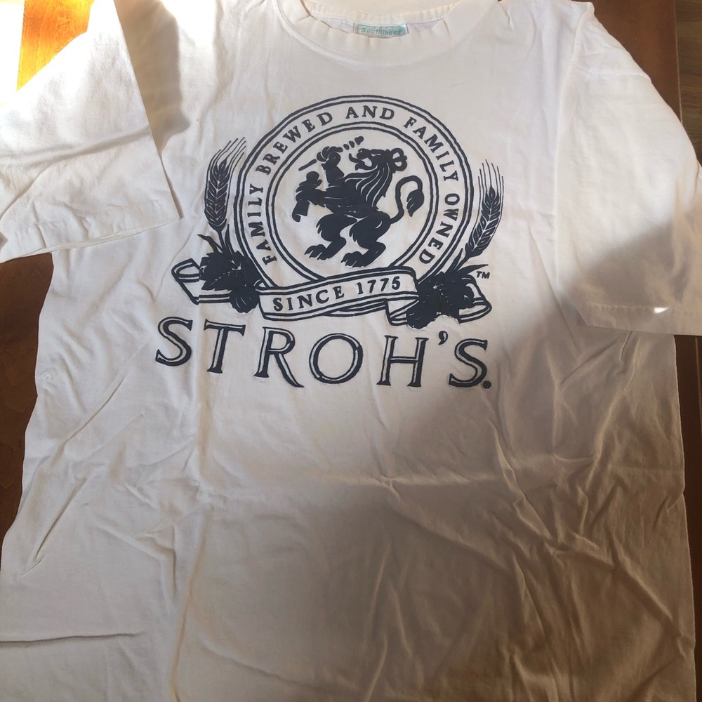 Vintage Stroh's White Logo Graphic Tee